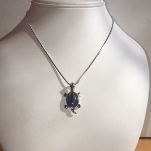 Purple stone turtle pendent & 16” Necklace